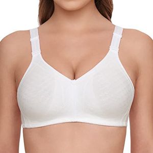 SUSA BH zonder beugel Longline BH Classics I Beugelloze beha met vrouwelijke look door kanten inzetstuk I Semi-transparante beha met 3-delig genaaide cups, wit (003), 75E