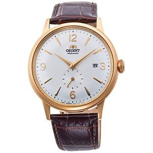 Orient RA-AP0004S10B Automatisch analoog horloge met leren armband voor heren, roségoud-bruin, Band