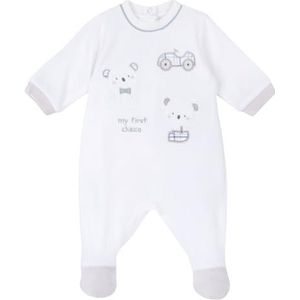 Chicco, Babyrompertje met comfortabele rugopening en knoopsluiting van warm en zacht chenille, machinewasbaar voor pasgeborenen van 0-24 maanden, cadeau-idee voor geboorte, wit 1 m, 0 Maanden
