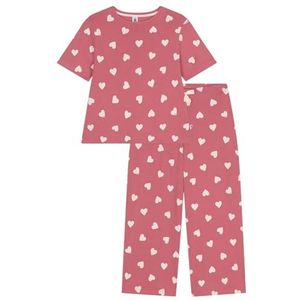 Petit Bateau Pyjama met korte mouwen voor dames, Rosewood/Marshmallow, XXS