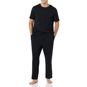 Amazon Essentials Katoenen modale pyjamaset voor heren, zwart, medium