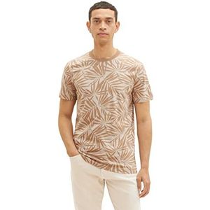 TOM TAILOR Heren 1036435 T-shirt, 31962-bruin gestreept blad, XXL, 31962 - Brown Striped Leaf Design, XXL