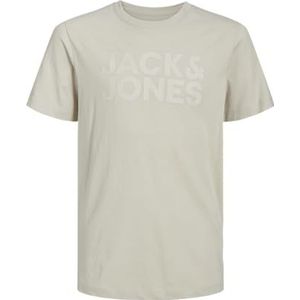 JACK&JONES JUNIOR Jjecorp Logo Tee Ss O-Neck Noos Jnr T-shirt voor jongens, Moonbeam/Fit: jr/Large Print, 128 cm