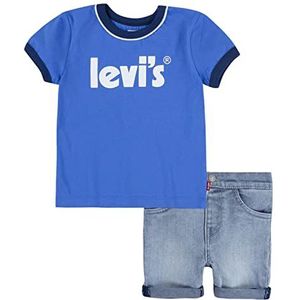 Levi's Lvb Ringer T-shirt en korte set voor babyjongens 6ee908 pyjama, Paleis Blauw, 6 maanden