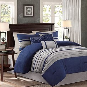 Madison Park Alternatief beddengoed voor alle seizoenen, bijpassende shams, decoratief kussen, polyester, blauw, queensize