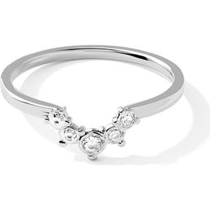 Jean & Len Kathi Ring, vrij van nikkel, lood en cadmium, 316L hoogwaardig roestvrij staal, bezet met zirkoniasteentjes, geschikt als cadeau, diameter: 17 mm, zilveren ring dames, Roestvrij staal,