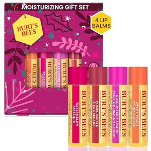 Burt's Bees Kerstcadeauset, lippenbalsemset, Sweet Peach, Watermelon, Granaat en Dragonfruit Lemon, 4 x 4,25 g