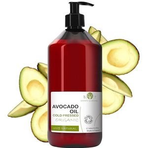 Biologische avocado-olie, gezicht, lichaam, babyhuid, haar, nagels, vochtinbrengende crème, rijk aan vitaminen, huidverbetering, anti-aging, 1000 ml
