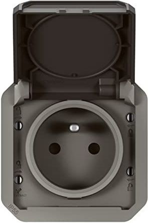 Plexo - Stopcontact - Waterdicht - Antraciet - 2P+T - 16A