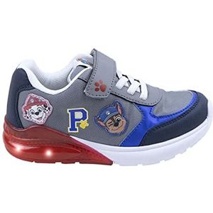 Paw Patrol Trainers - Grey and Blue - UK Size 8 JNR - Velcro and Elastic Closure - Children's Sports Shoes with TPR Sole and Lights - Original Product Designed in Spain