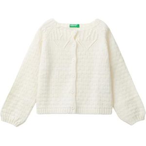 United Colors of Benetton Gebreid vest voor meisjes en jongens, Wit, 4 Jaar