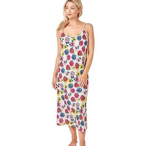 Indigo Sky Samsara Lange Satijnen Chemise Nachthemd, Heldere bloemen, 50-52