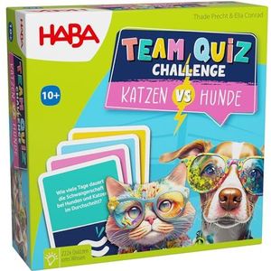 HABA Team Quiz Challenge katten vs. Honden - Met 222 quizkaarten en vele vragen - meeneemspel of cadeau voor spelers vanaf 10 jaar - 2010894001