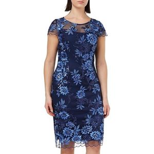 Gina Bacconi Midi-jurk met borduursel voor dames, marineblauw, 46