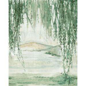 Rasch Behang 360790 - Fotobehang op vlies met kunstzinnig landschap in groen en wit uit de collectie Magicwalls - 2,65 m x 2,12 m (L x B)