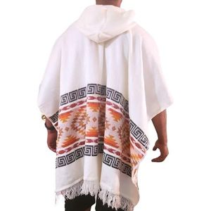 DAVLINA, Alpacawollen poncho met capuchon, licht, ademend, hypoallergeen en jeukt niet, Gebroken Wit, One Size