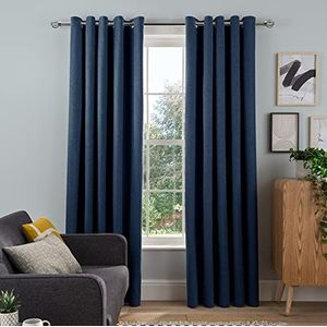 Sleepdown Geweven Tonale Fleck Oogje Verduisterende Gordijnen Thermisch geïsoleerd voor Slaapkamer en Woonkamer 90 x 72 Inch Navy 2 Panelen