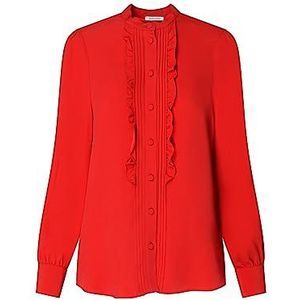 Seidensticker Damesblouse, modieuze blouse, regular fit, opstaande kraag, lange mouwen, ruches, 100% viscose, rood, 40