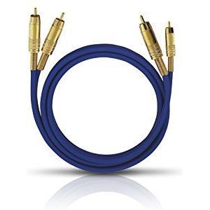 Oehlbach NF 1 Master 1000 - Uitstekende Analoge Stereo Audio RCA-kabel - 2X RCA / 2x Rinch, Volledig metalen stekker, Afscherming - 10m - Blauw