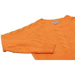 Libbi Casual gebreide trui voor dames, kort gesneden met vlechtpatroon, gerecycled polyester, oranje, maat XS/S, oranje, XS