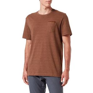 TOM TAILOR Uomini T-shirt met borstzak 1031593, 29794 - Brown Structured Stripe, L