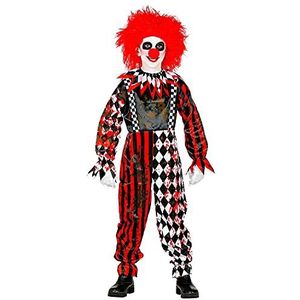 Widmann - Kinderkostuum killer-clown, overall met kraag, bloed besmeurd, ruiten, strepen, horror, psycho, killer, kostuum, verkleding, themafeest, carnaval, Halloween