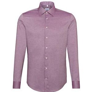 Seidensticker Heren business slim fit strijkvrij lange mouwen structuur katoen klassiek overhemd, rood, 36