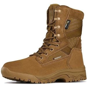 FREE SOLDIER Tactische herenlaarzen, 20 cm, lichte gevechtslaarzen, duurzaam suède, militaire werklaarzen, woestijnlaarzen, bruin, 46 EU