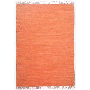 Theko | Dhurry tapijt van 100% katoen plat geweven tapijt Happy Cotton | handgeweven | kleur: terracotta | 90x160 cm