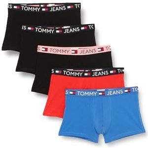 Tommy Jeans Heren Pack van 5 Boxer Short Trunks Stretch Katoen, Zwart/Zwart/Ht Heat/Empr Blu/Blk, M