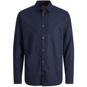 Jjesummer Ls Sn Linen Shirt, navy blazer, M