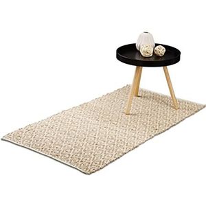 relaxdays - jute vloerkleed - loper - tapijt - handgemaakt - bruin - vloermat