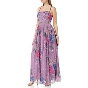 Maya Deluxe Dames pailletten jurk voor dames maxi strepen bloemen versiering mouwloze bruiloft gast prom bruidsmeisje formeel, paars, 14, Paars, 40