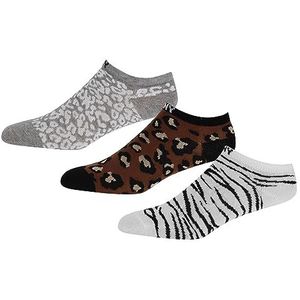 DKNY Heren dames enkels, designer katoenen sokken in zwart/houtskoolstrepen, ecru/grijs dier, 37-40, Ecru/Grijs Dier, 37-40