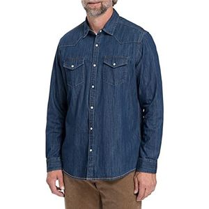 Pioneer Authentic Jeans overhemd van denim, Donkerblauw Stonewash, XL