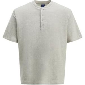 JACK & JONES Jorformentera Henley Tee Ss Crew Neck voor heren, lichtgrijs gem., XL