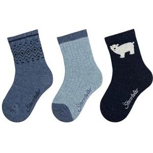 Sterntaler Jongenssokken, set van 3 ijsbe, inktblauw melange, 18 EU