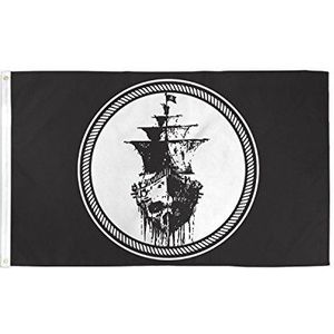 Piratenvlag Zwarte Zee 150x90 cm - schedel Piratenvlaggen 90 x 150 cm - Banier 3x5 ft Hoge kwaliteit - AZ FLAG