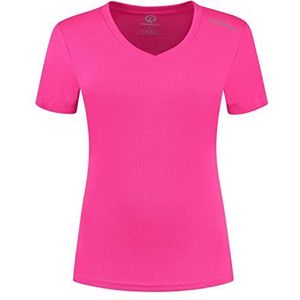 Rogelli Sportshirt Dames Korte Mouw, Hardloopshirt, Sporttop met V-hals, Roze, XL