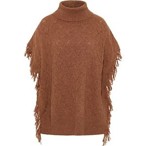 caneva Gaya gebreide poncho voor dames, bruin, XS/S