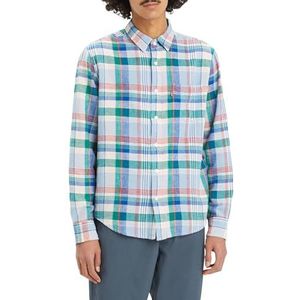 Levi's Heren Short Sleeve Classic Pocket Tee T-shirt, Heath Plaid True Blue, S