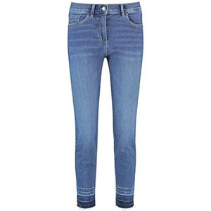 Gerry Weber SOLINE BEST4ME Cropped 5-pocket voor dames, effen, washed-out-effect 7/8 lengte, Blue Denim Met Use, 38