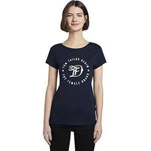 TOM TAILOR Denim Dames Jersey T-shirt van biologisch katoen 1016431, 10360 - Real Navy Blue, S