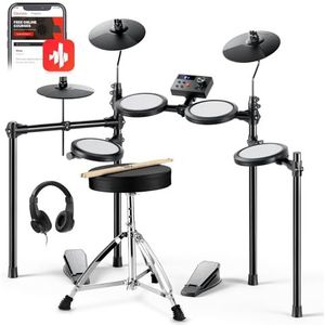 Donner DED-70 Elektrische drumset, E-drum voor kinderen, met mesh-pad, draagbare oplader, drum, throne sticks, hoofdtelefoon, Kerstmis, verjaardag, cadeau voor kinderen
