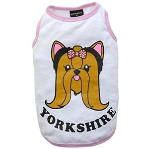 Doggy Dolly T491 hondenshirt Yorkshire, wit, maat: XXS