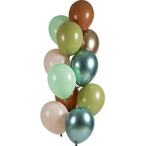 Folat 25123 Ballonnen set latex safari chique 33 cm - 12 stuks - voor verjaardags- en feestdecoratie, meerkleurig