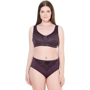 Ulla Popken Grote maten, grote maten, plus size, comfortabele beha, sluiting aan de voorkant, druivenrood, 95C