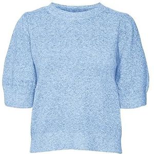 VERO MODA Dames VMDOFFY 2/4 O-hals GA NOOS trui, Little Boy Blue/Detail: Melange, M, Little Boy Blue/Detail: melange, M