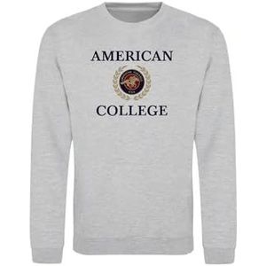AMERICAN COLLEGE USA Sweatshirt met print, warme kleding, uniseks, kinderen, jongens en meisjes, casual, model ACSCRW7 MELL Grey 10 jaar, Grijs, 10 ans