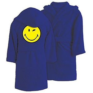 Smiley badjas, katoen, blauw, 116 x 96 cm